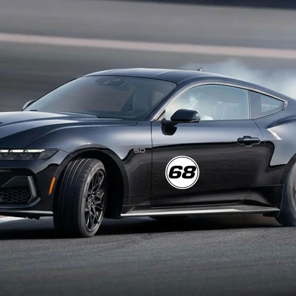 Personalize Custom Race Car Sticker Decals 2pcs - Circle Number Car Sticker with Thin Outline - MC Motoparts