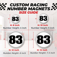 Custom Circle Racing Number Magnets with Thin Black Outline (Set of 2) – Reusable Roundel Track Day Magnetic Door Plates (RCNUM006T)