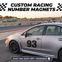 Sleek Black Style Custom Die-Cut Racing Number Magnets (4" to 15" Height) - Reusable Contour Cut Track Day Magnetic Numbers (Set of 2) (RCNUM007)