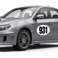 Classic Black & White Custom Oval Racing Number Magnets (No Outline) - Reusable Track Day Magnetic Door Plates 6" to 14" Height (Set of 2) (RCNUM008)