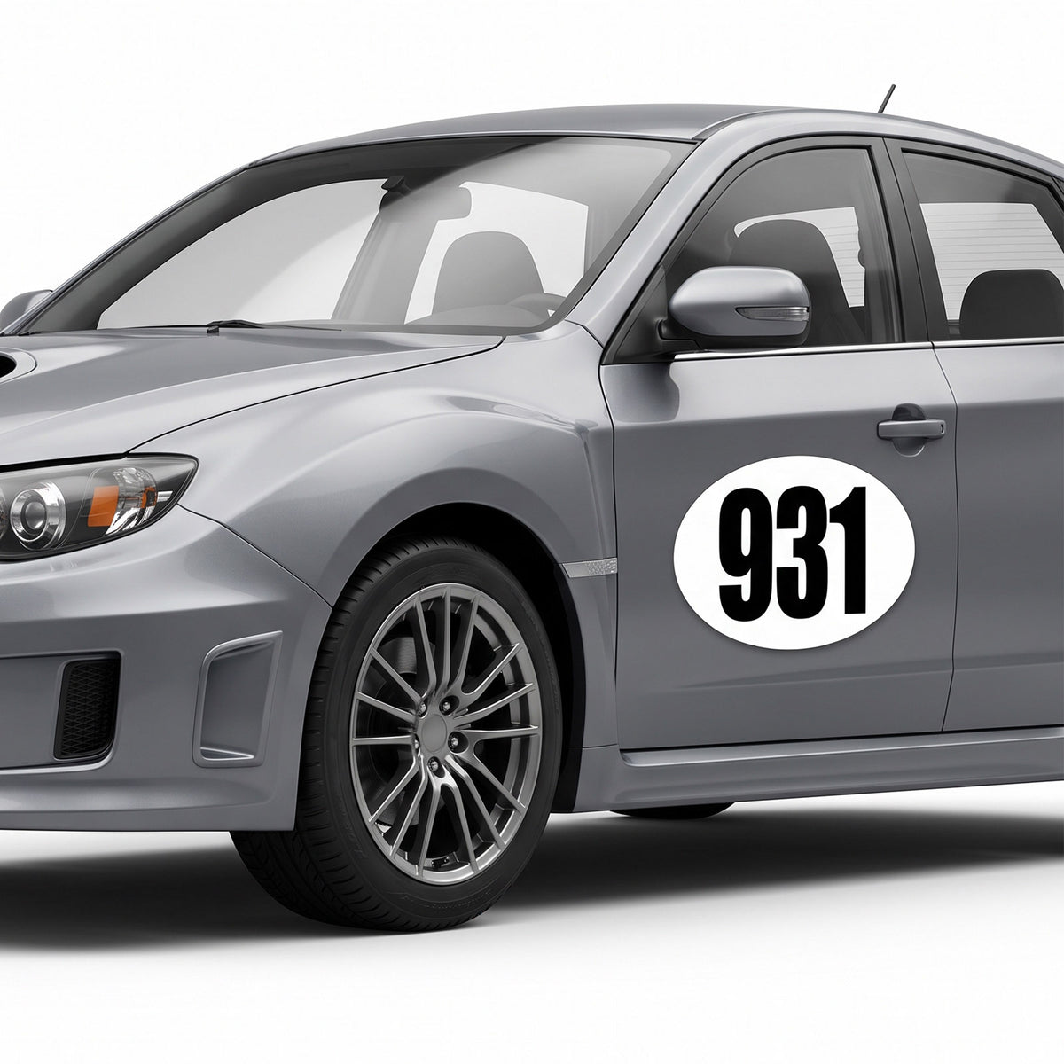 Classic Black & White Custom Oval Racing Number Magnets (No Outline) - Reusable Track Day Magnetic Door Plates 6" to 14" Height (Set of 2) (RCNUM008)
