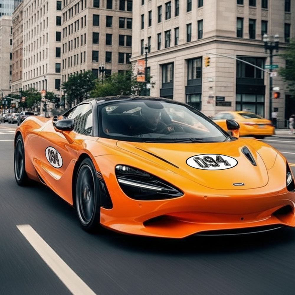 Personalize Custom Race Car Sticker Decals 2pcs - Oval Number Car Sticker with Bold Outline - MC Motoparts