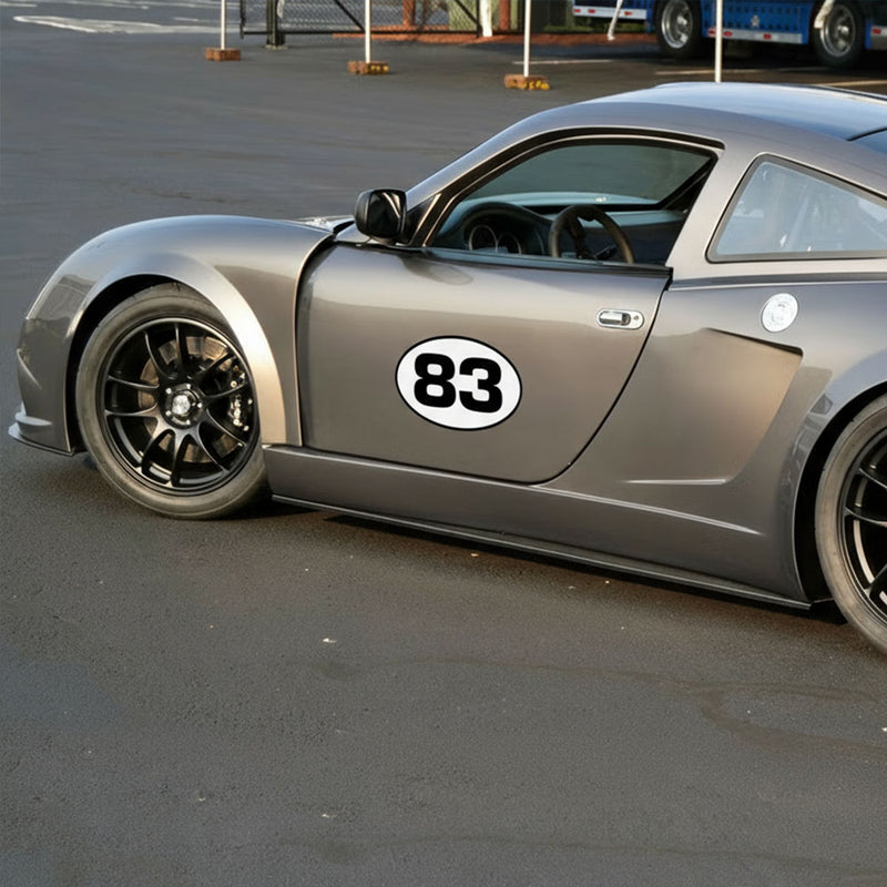 Personalize Custom Race Car Sticker Decals 2pcs - Oval Number Car Sticker with Bold Outline - MC Motoparts