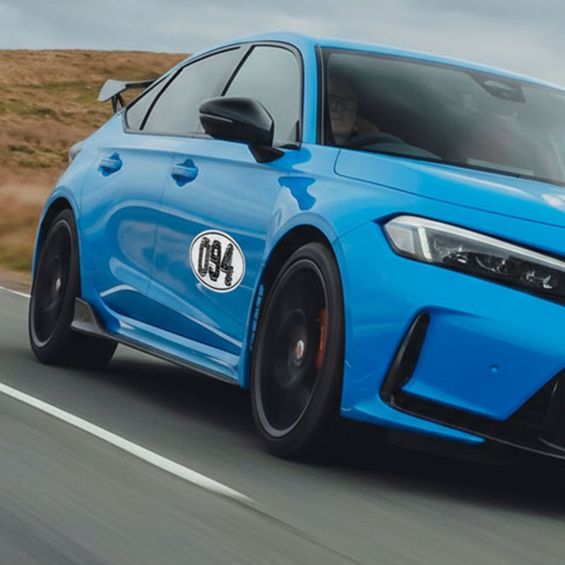 Personalize Custom Race Car Sticker Decals 2pcs - Oval Number Car Sticker with Thin Outline - MC Motoparts