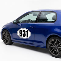 Classic Black & White Custom Oval Racing Number Magnets with Thin Black Outline - Reusable Track Day Magnetic Door Plates 6" to 14" Height (Set of 2) (RCNUM008T)