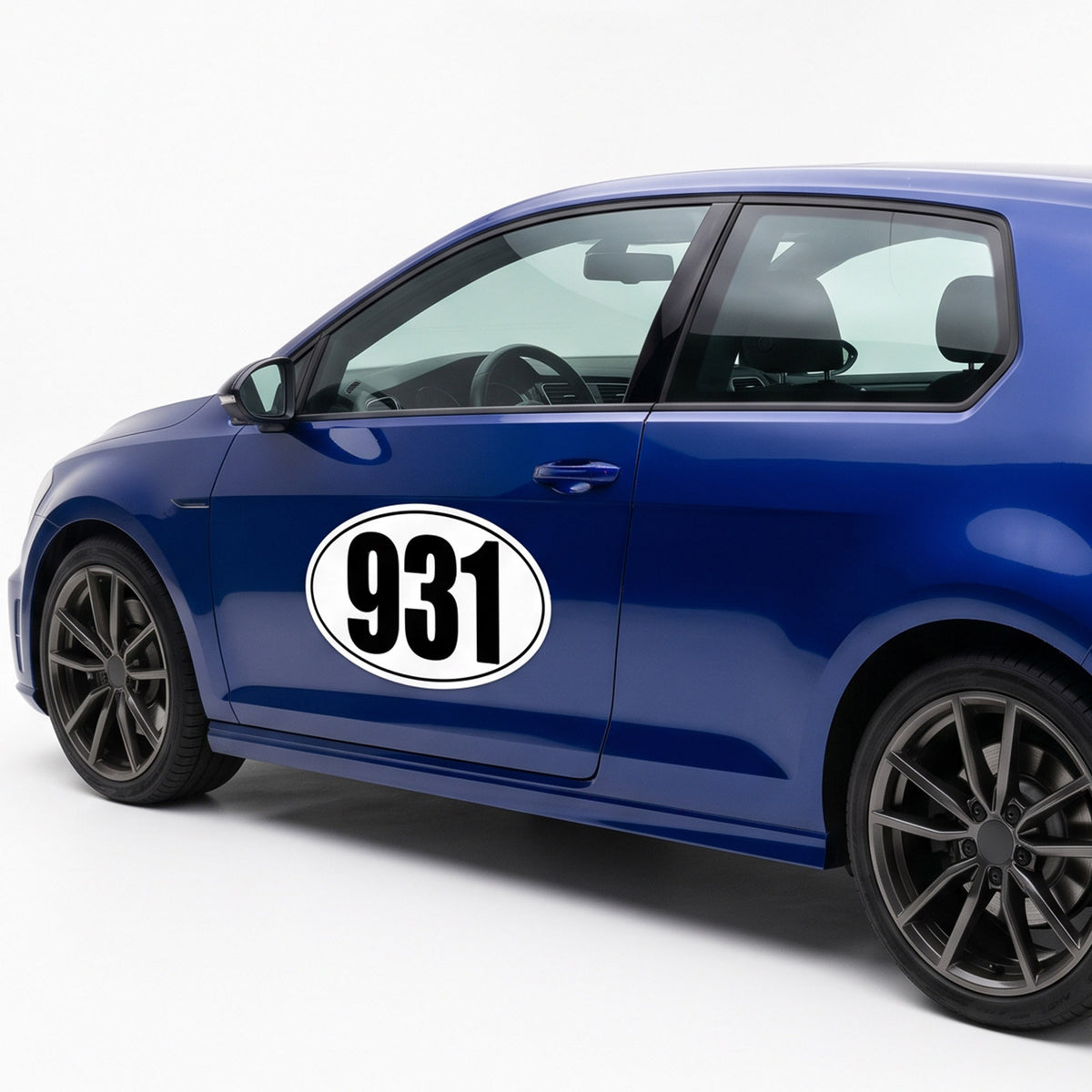 Classic Black & White Custom Oval Racing Number Magnets with Thin Black Outline - Reusable Track Day Magnetic Door Plates 6" to 14" Height (Set of 2) (RCNUM008T)