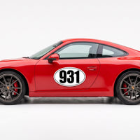 Custom Oval Racing Number Magnets with Thin Black Outline (Set of 2) – Reusable Track Day Oval Magnetic Door Plates (6" to 14" Height) (RCNUM008T)