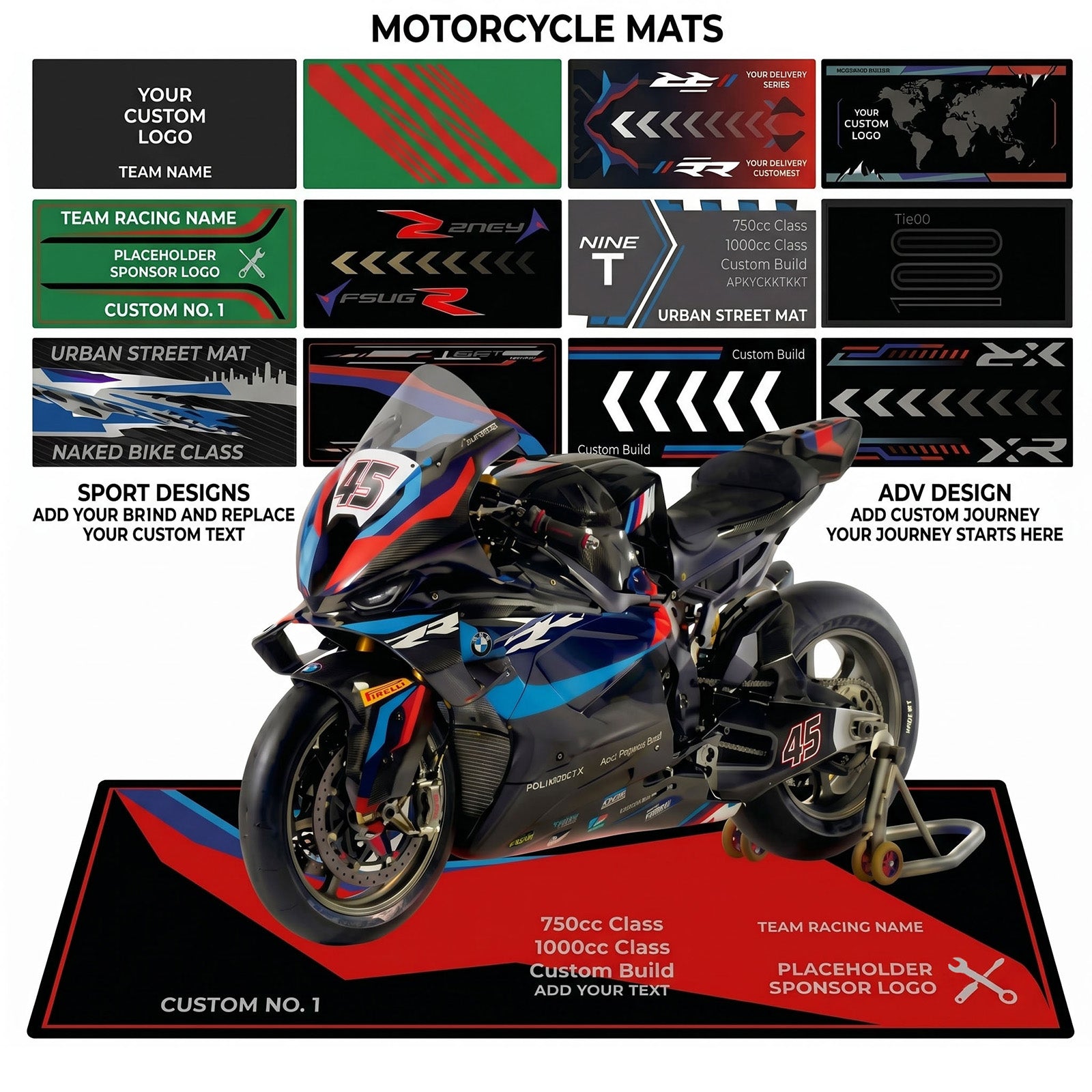 Custom Motorcycle Pit Mat | Personalized Anti-Slip Garage Floor Rug