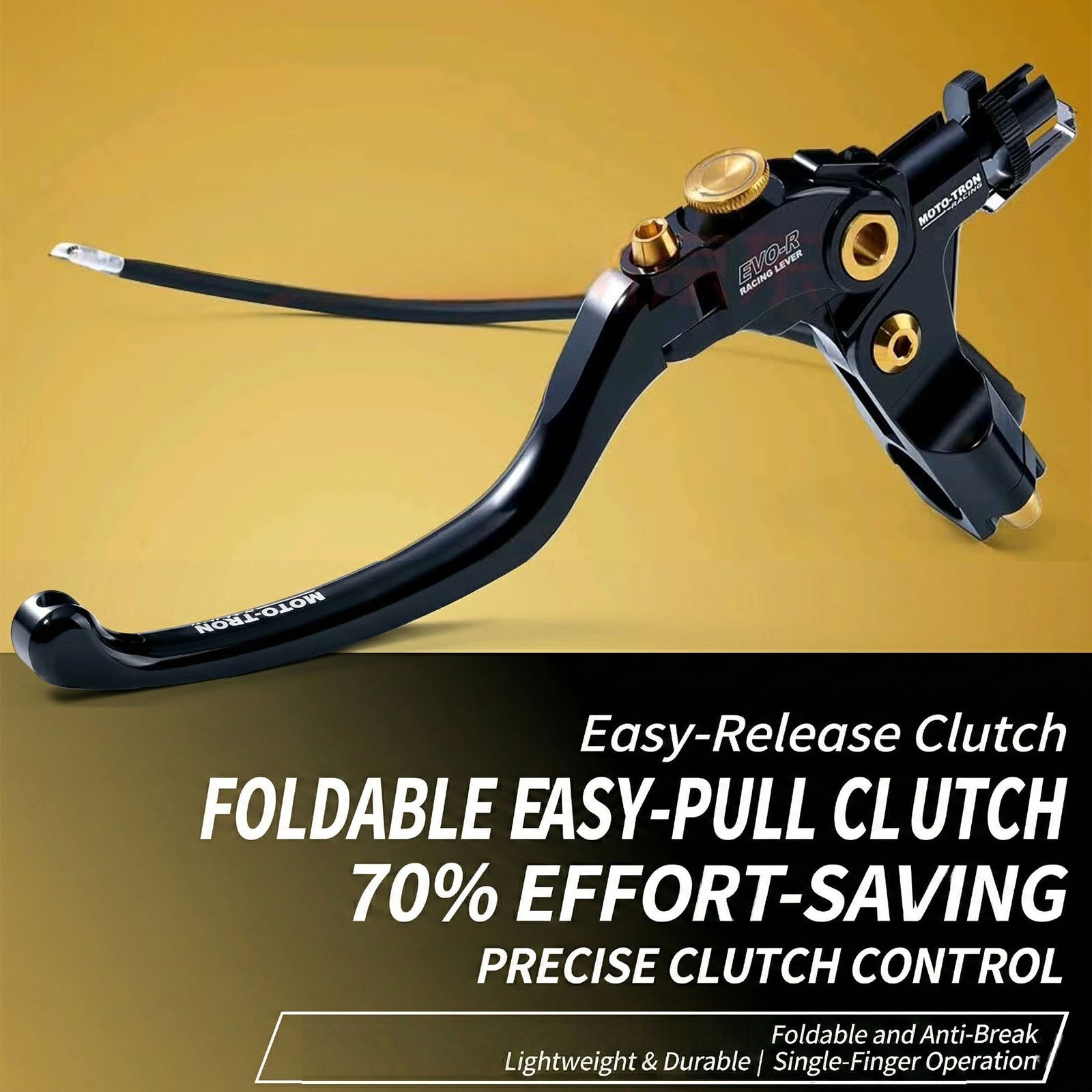 Moto-Tron lightweight racing clutch lever for Yamaha MT09, FZ6, XSR700, YZF R6, R7, showing close-up of the clutch lever detail.