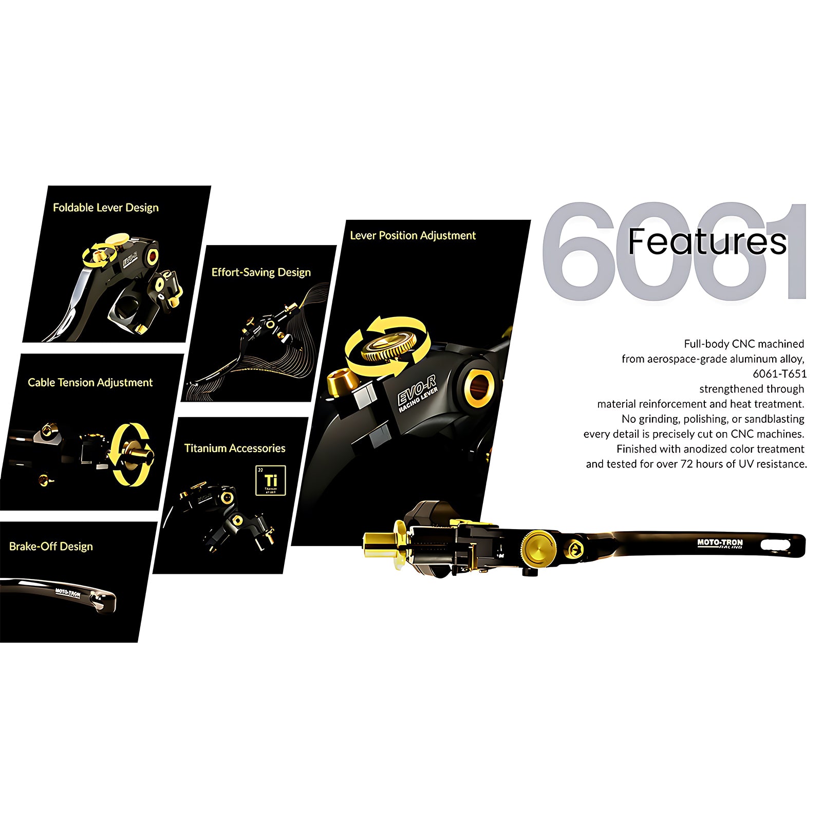 Moto-Tron lightweight racing clutch lever for BMW G310R 2016+, close-up of durable metal clutch lever with ergonomic design.