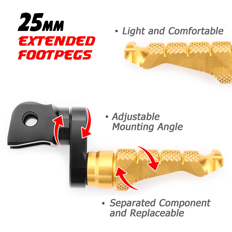 {Front}  Fits Ducati DesertX Multistrada V2 V4 S RS SuperSport R-FIGHT 25mm Adjustable Foot Pegs