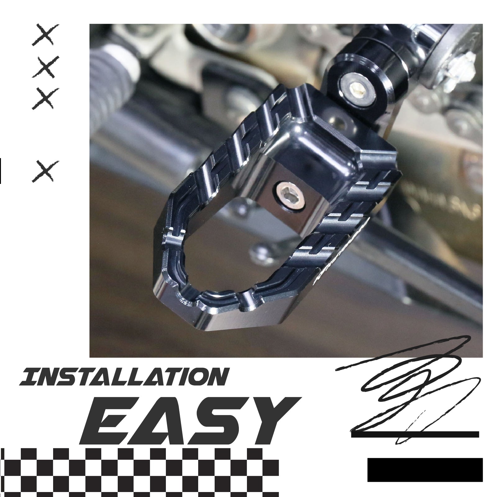 MC Motoparts Custom Engraved Name BUZZ FRONT / REAR Lowering Wide Foot Pegs - Personlization Footpegs