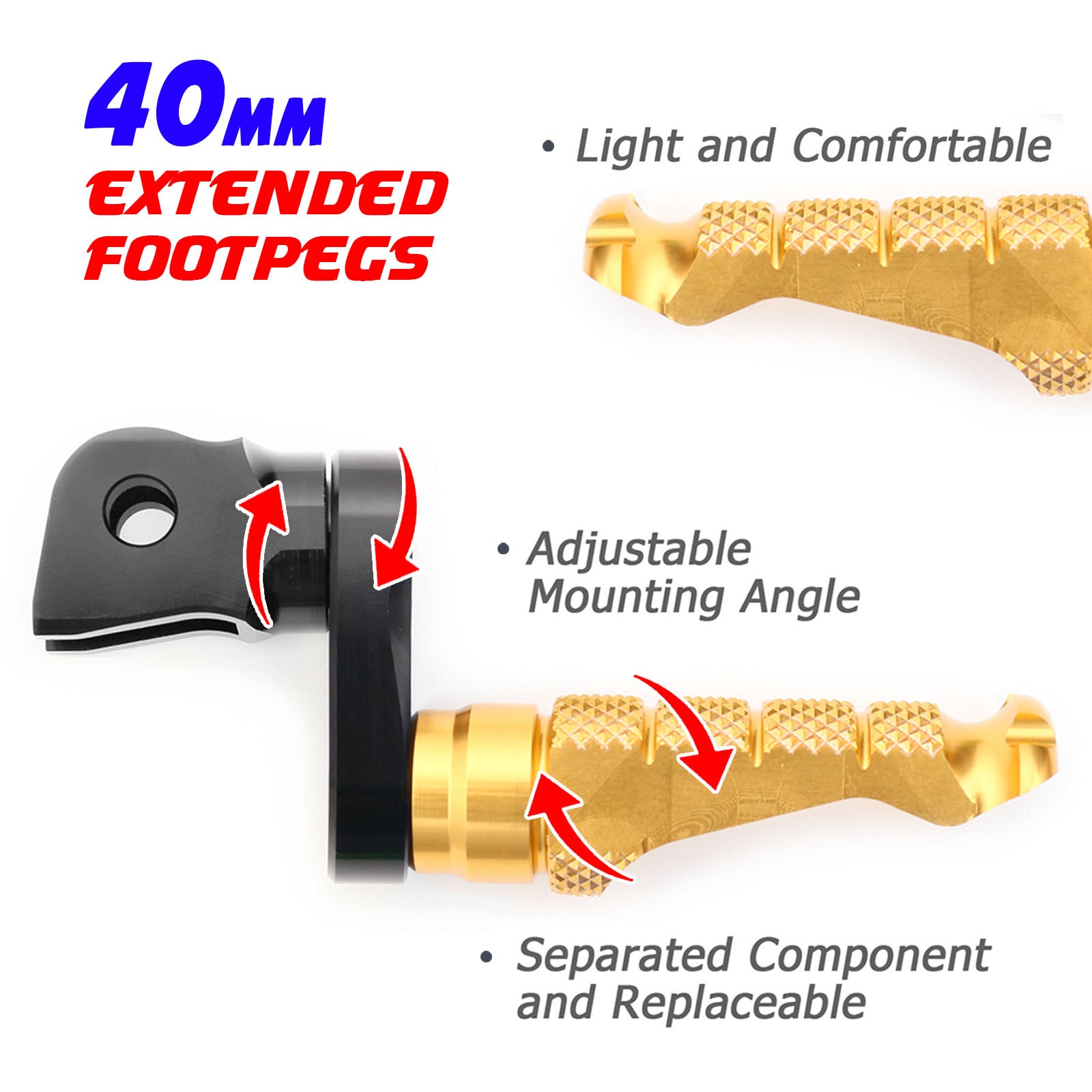 {Avant} Compatible avec Aprilia Shiver 900 SL750 Tuono V4R Repose-pieds réglables de 25 mm.