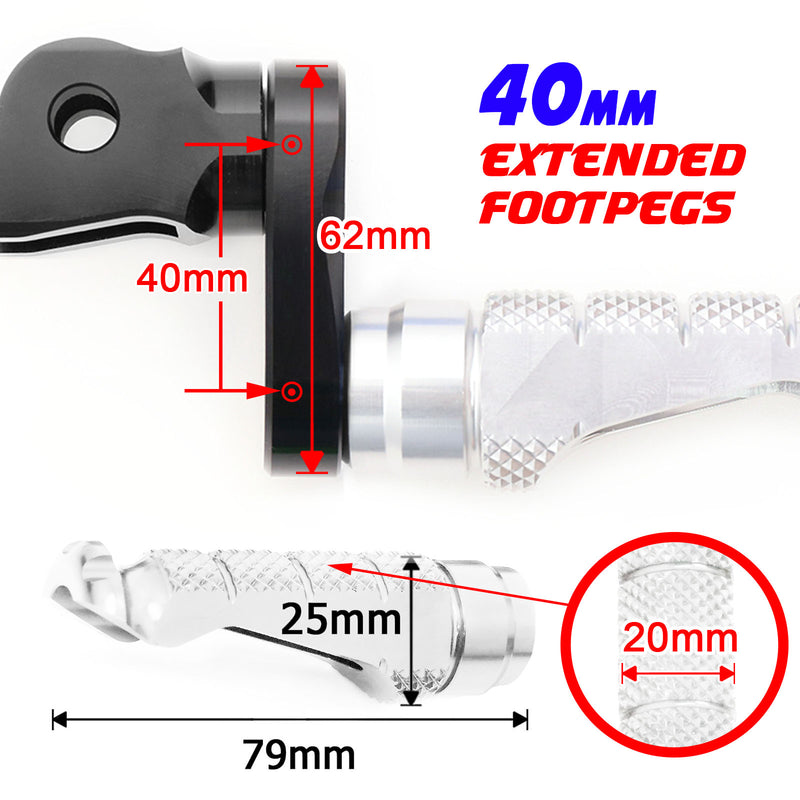 {Front}  Fits Harley Davidson Sportster Heritage R-FIGHT 40mm Adjustable Foot Pegs - MC Motoparts
