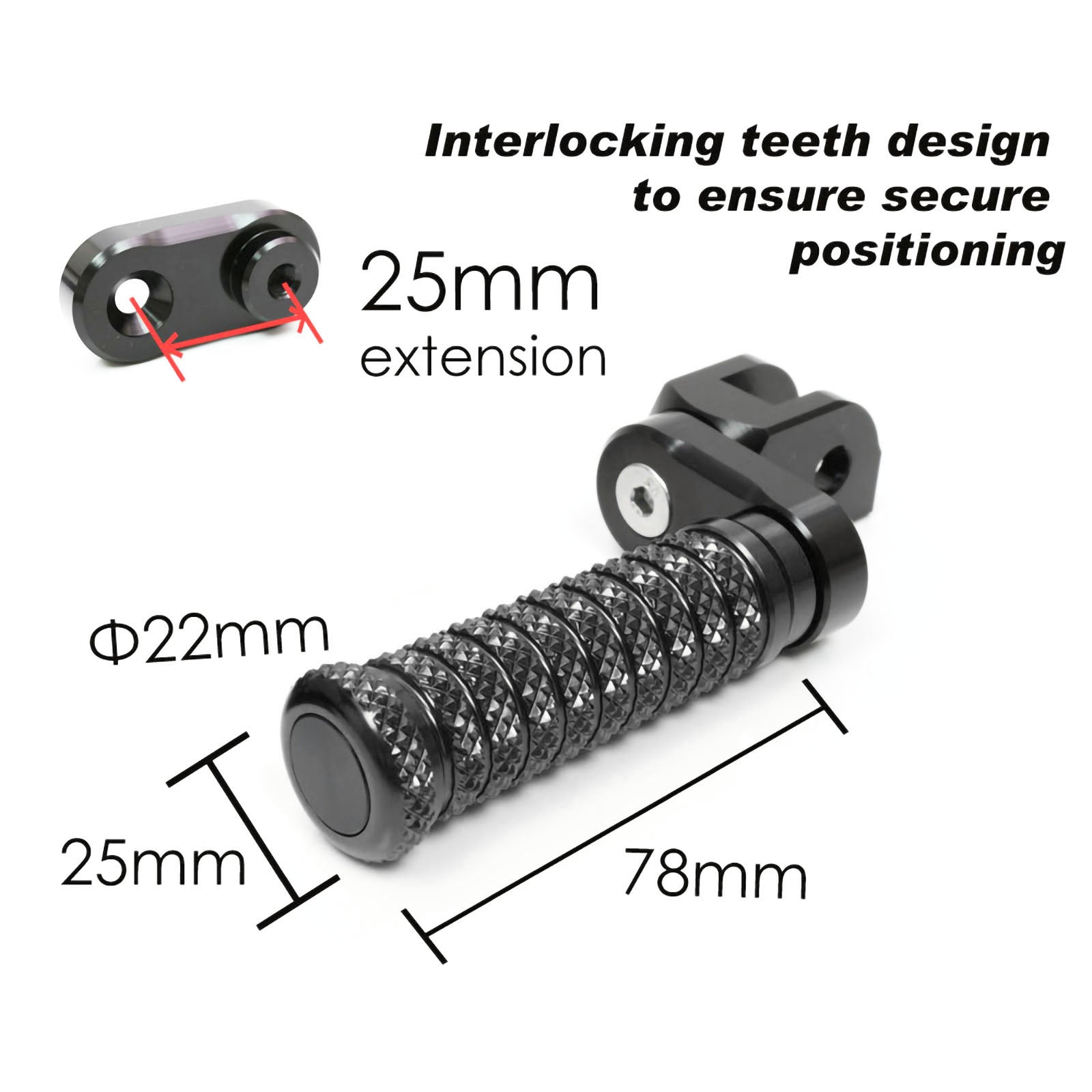 {Delantero} Se adapta a las clavijas de pie de poste ajustables Aprilia Shiver 900 SL750 de 25 mm