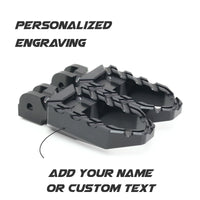 MC Motoparts Custom Engraved Name BUZZ FRONT / REAR Wide Foot Pegs - Personlization Footpegs