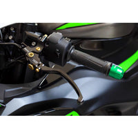 Moto-Tron lightweight racing folding clutch lever installed on Triumph Daytona Speed Triple Sprint motorcycle, showcasing durable metal construction.