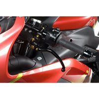 Moto-Tron lightweight racing folding clutch lever installed on Kawasaki Ninja Versys Z900 ZX6R motorcycle.