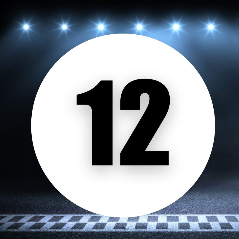 Racing Number Magnets 2pcs Number 12 Circle, 8-18¶©? White Background Black Numbers