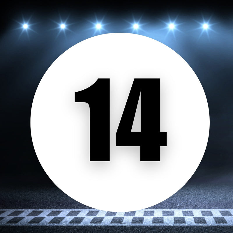 Racing Number Magnets 2pcs Number 14 Circle, 8-18¶©? White Background Black Numbers