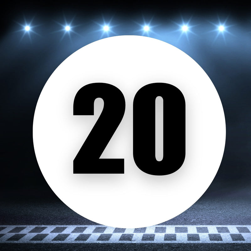 Racing Number Magnets 2pcs Number 20 Circle, 8-18¶©? White Background Black Numbers