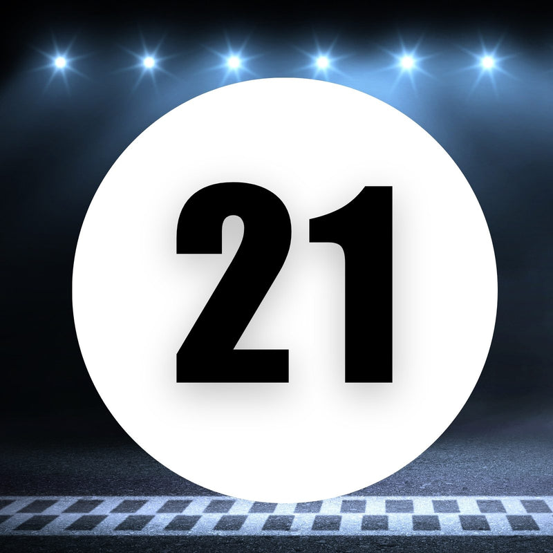 Racing Number Magnets 2pcs Number 21 Circle, 8-18¶©? White Background Black Numbers