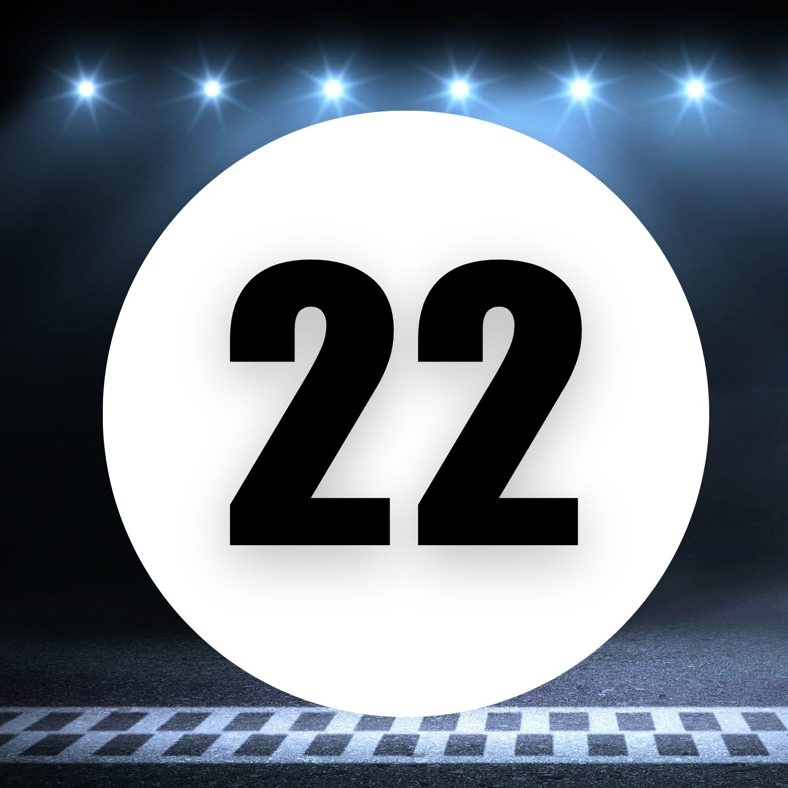 Racing Number Magnets 2pcs Number 22 Circle, 8-18¶©? White Background Black Numbers