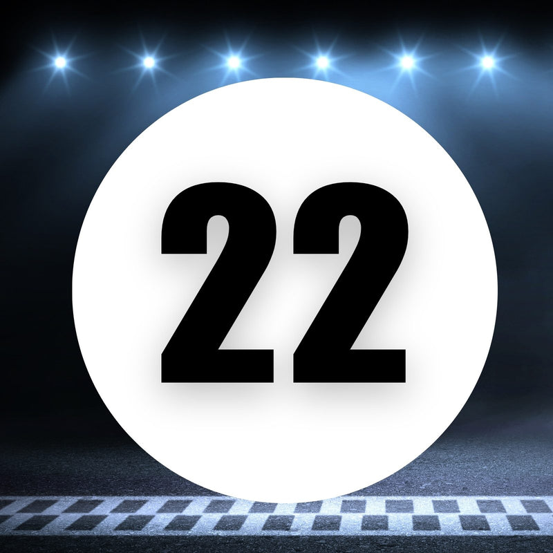 Racing Number Magnets 2pcs Number 22 Circle, 8-18¶©? White Background Black Numbers
