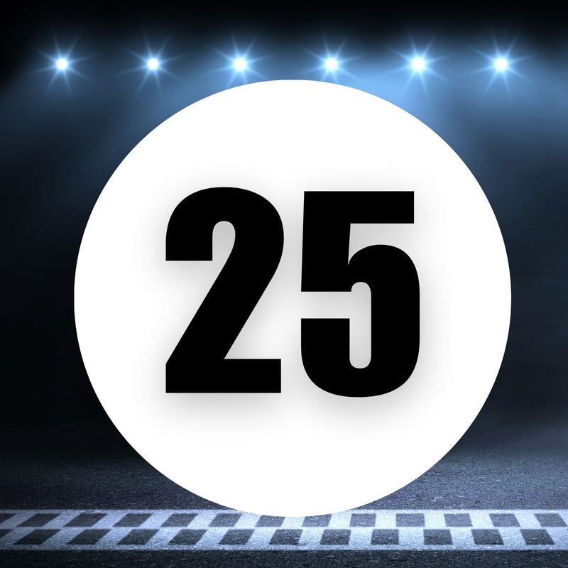 Racing Number Magnets 2pcs Number 25 Circle, 8-18¶©? White Background Black Numbers