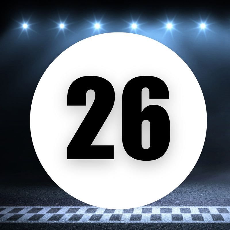 Racing Number Magnets 2pcs Number 26 Circle, 8-18¶©? White Background Black Numbers