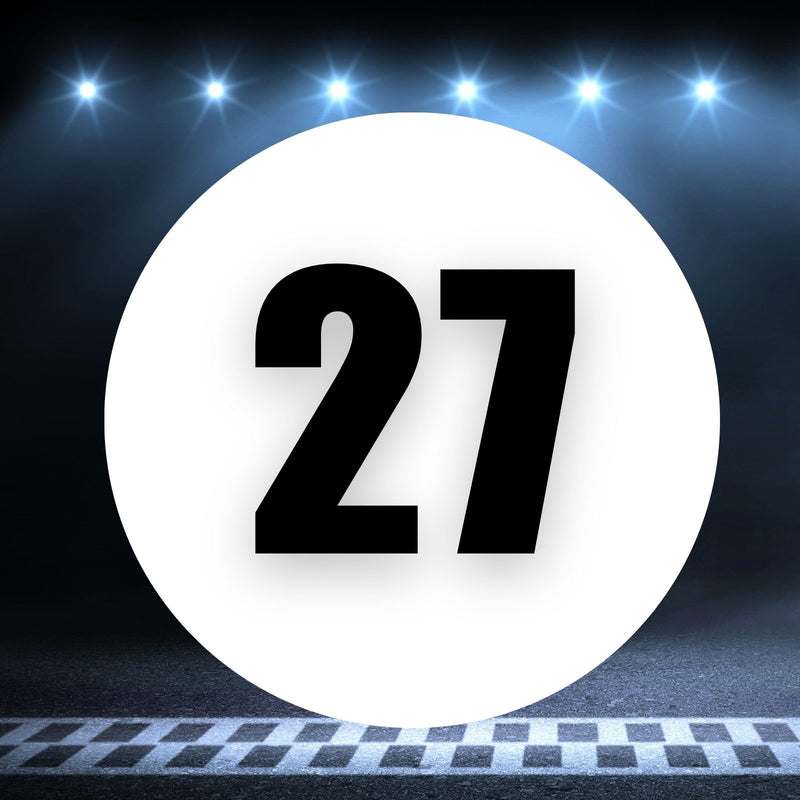 Racing Number Magnets 2pcs Number 27 Circle, 8-18¶©? White Background Black Numbers
