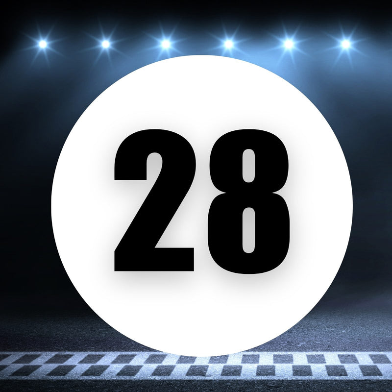 Racing Number Magnets 2pcs Number 28 Circle, 8-18¶©? White Background Black Numbers