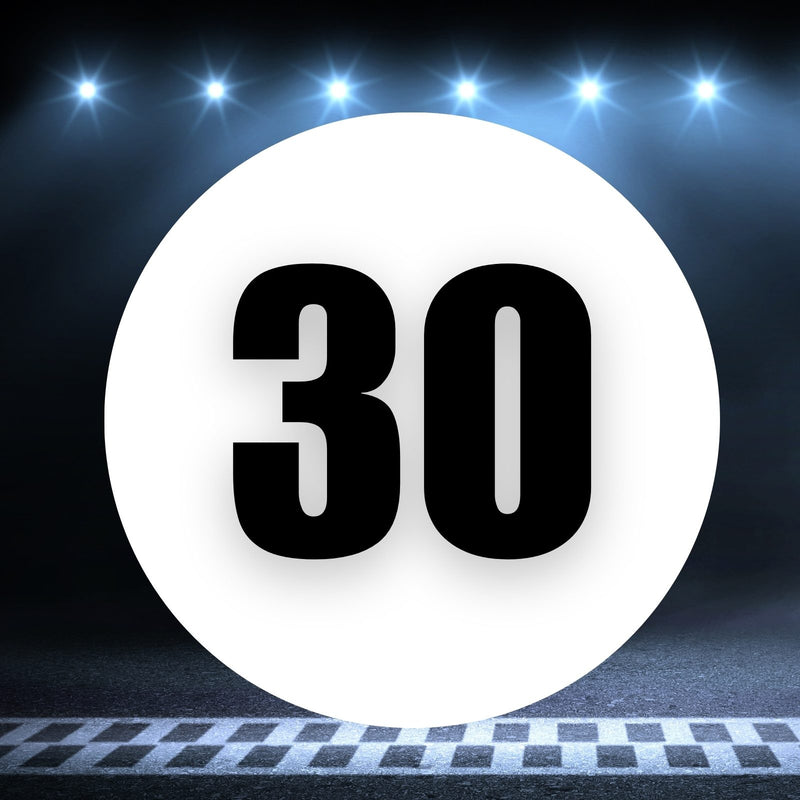 Racing Number Magnets 2pcs Number 30 Circle, 8-18¶©? White Background Black Numbers