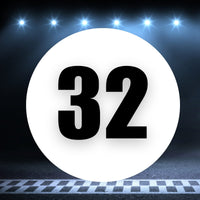 Racing Number Magnets 2pcs Number 32 Circle, 8-18 inch, White Background Black Numbers