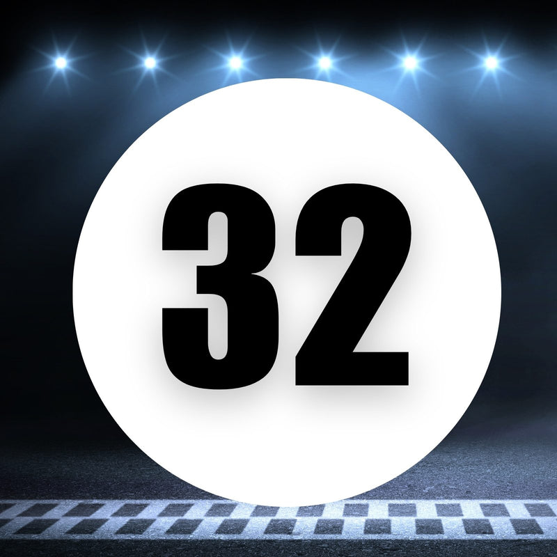 Racing Number Magnets 2pcs Number 32 Circle, 8-18¶©? White Background Black Numbers