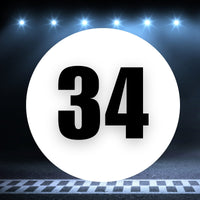 Racing Number Magnets 2pcs Number 34 Circle, 8-18 inch, White Background Black Numbers