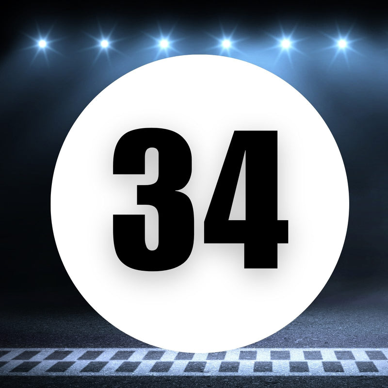 Racing Number Magnets 2pcs Number 34 Circle, 8-18¶©? White Background Black Numbers