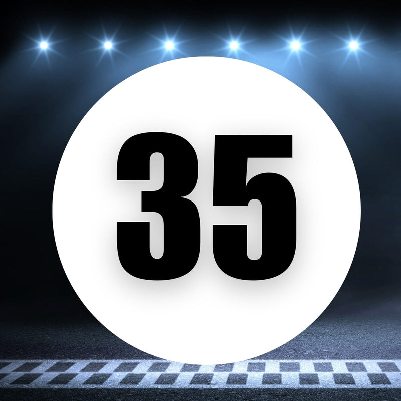 Racing Number Magnets 2pcs Number 35 Circle, 8-18¶©? White Background Black Numbers