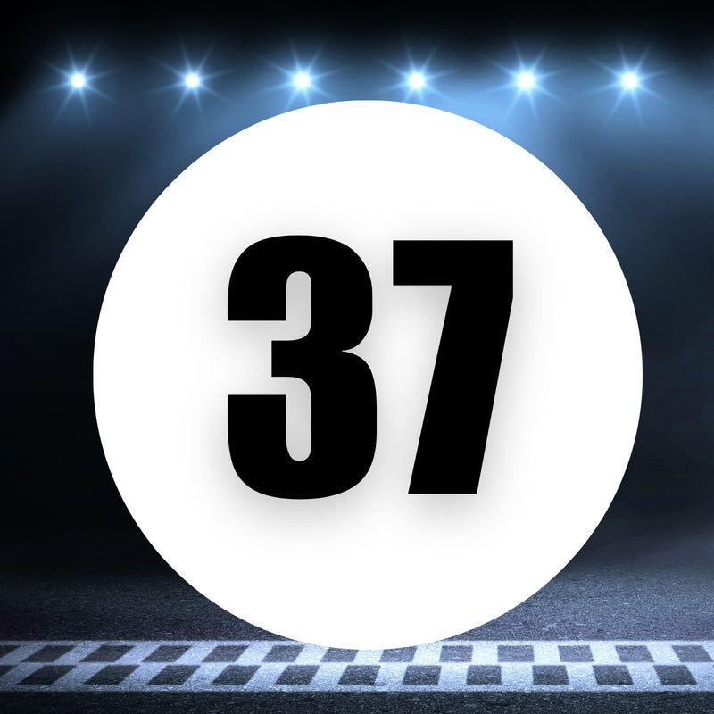 Racing Number Magnets 2pcs Number 37 Circle, 8-18¶©? White Background Black Numbers