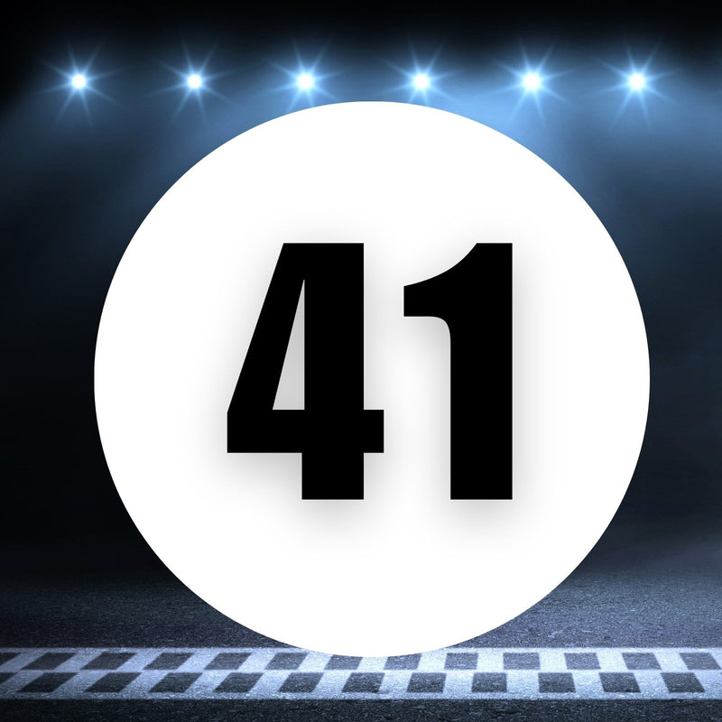 Racing Number Magnets 2pcs Number 41 Circle, 8-18¶©? White Background Black Numbers