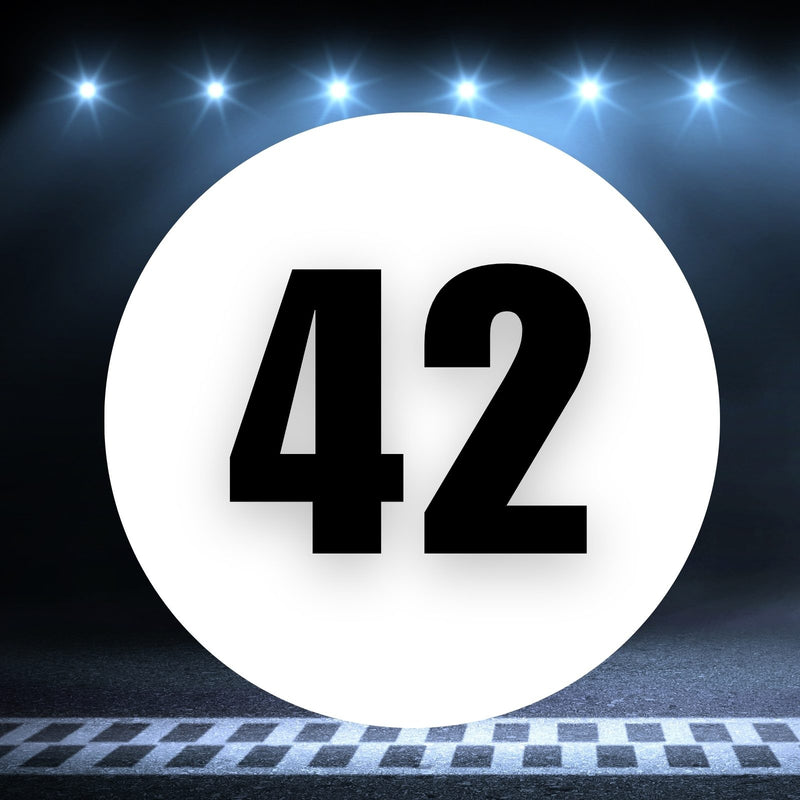 Racing Number Magnets 2pcs Number 42 Circle, 8-18¶©? White Background Black Numbers