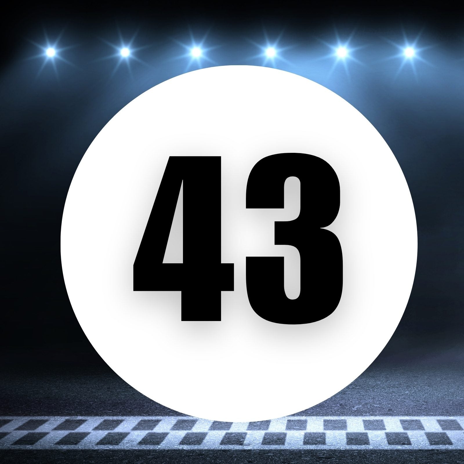Racing Number Magnets 2pcs Number 43 Circle, 8-18¶©? White Background Black Numbers