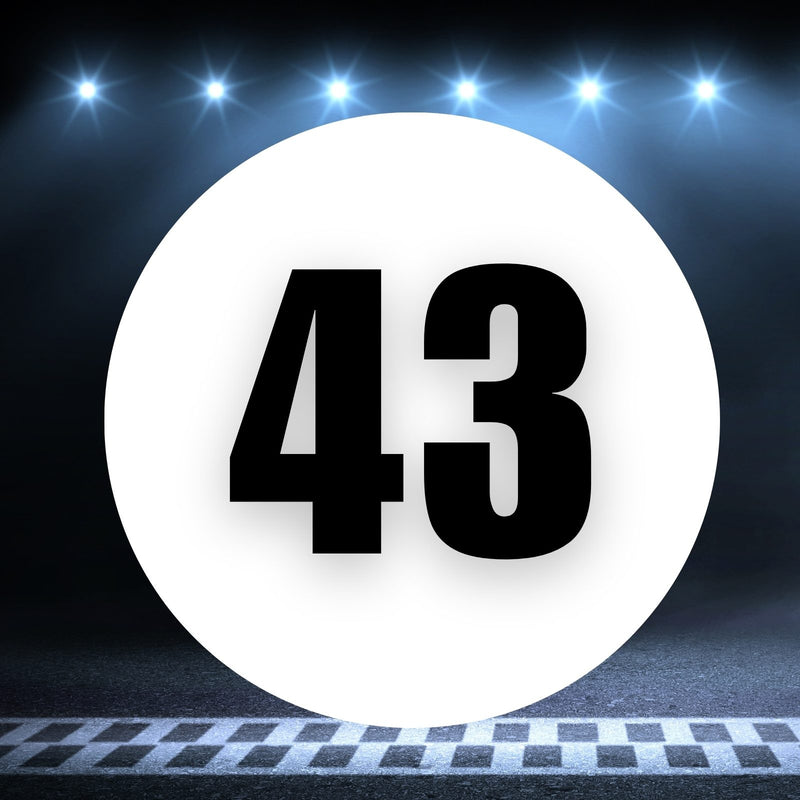 Racing Number Magnets 2pcs Number 43 Circle, 8-18¶©? White Background Black Numbers