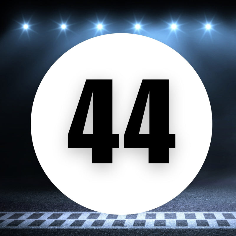 Racing Number Magnets 2pcs Number 44 Circle, 8-18¶©? White Background Black Numbers