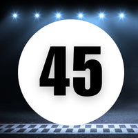 Racing Number Magnets 2pcs Number 45 Circle, 8-18 inch, White Background Black Numbers