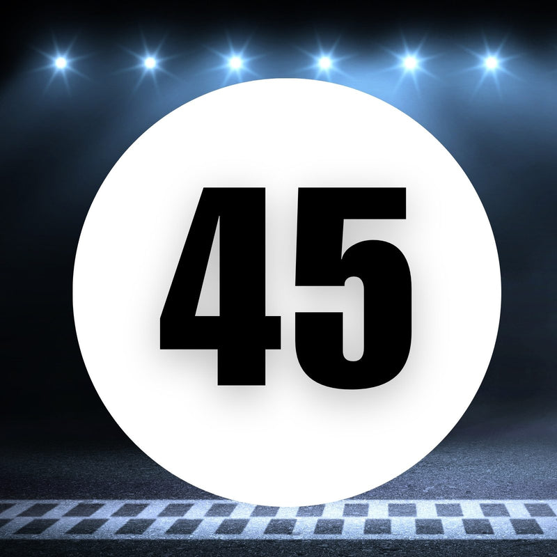 Racing Number Magnets 2pcs Number 45 Circle, 8-18¶©? White Background Black Numbers