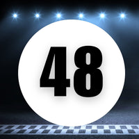 Racing Number Magnets 2pcs Number 48 Circle, 8-18 inch, White Background Black Numbers