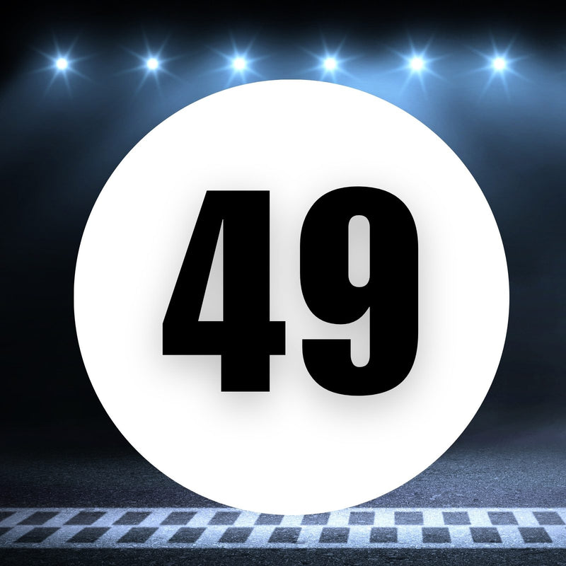 Racing Number Magnets 2pcs Number 49 Circle, 8-18¶©? White Background Black Numbers