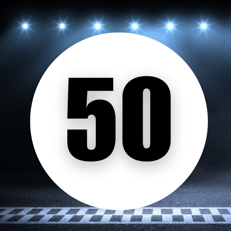 Racing Number Magnets 2pcs Number 50 Circle, 8-18¶©? White Background Black Numbers
