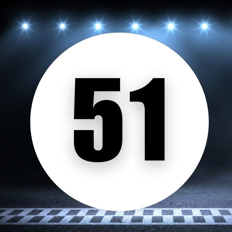 Racing Number Magnets 2pcs Number 51 Circle, 8-18¶©? White Background Black Numbers